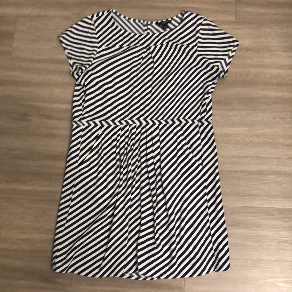 Navy and White Striped Dress with Pockets